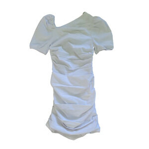 MAEVE By Anthropologie White Body Rushed Asymmetrical Neck Dress Size XS‎